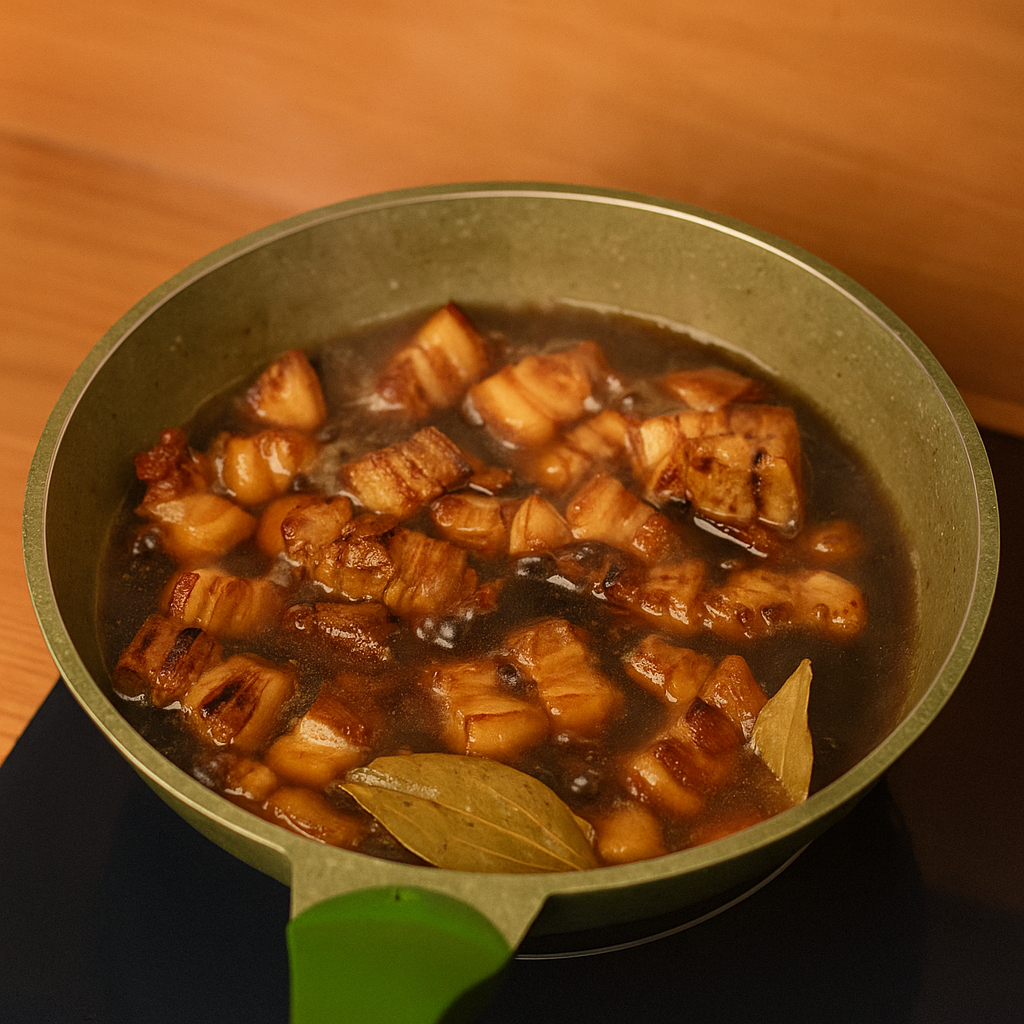 Simmering and cooking down the Hong Shao Rou