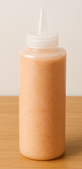 A squeezy bottle with my signature chipotle sauce