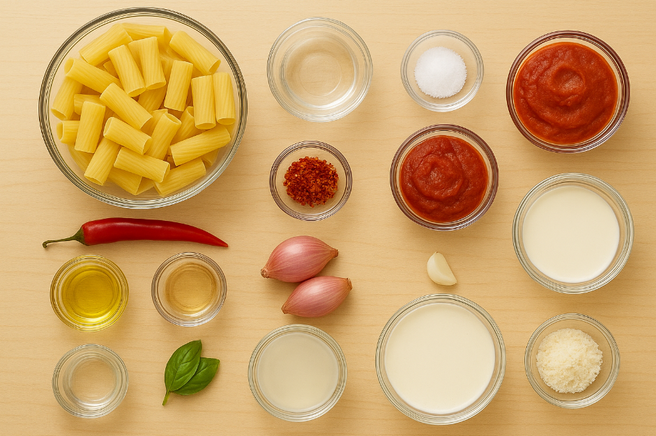 All the ingredients you need to make a brilliant pasta alla vodka