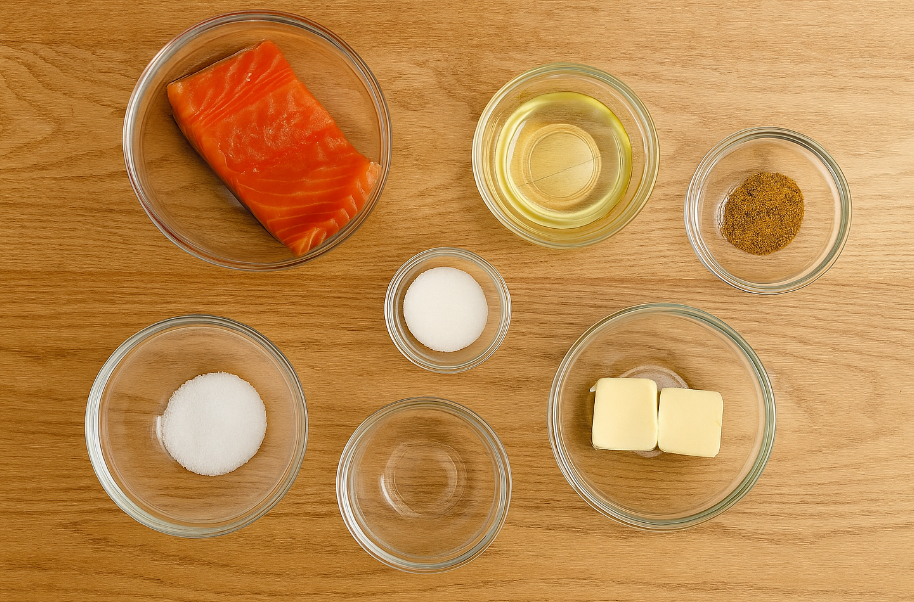 All the ingredients you need to make the perfect pan-fried salmon